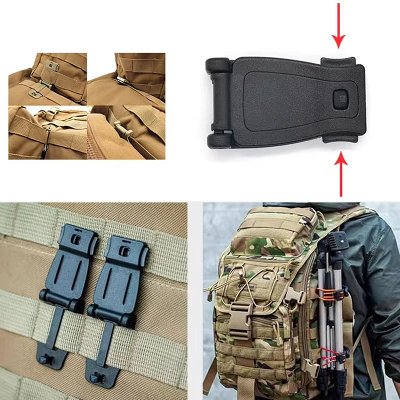 Multipurpose MOLLE Clip Tactical Strap Webbing Attachment Dominator Connection Buckle Management Tool for Bag Backpack 6/2pcs