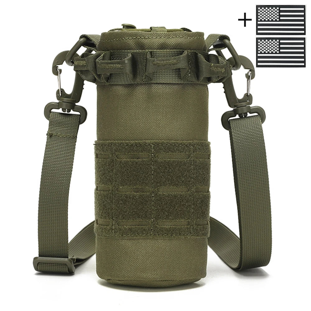 Outdoor water bottle cover with elastic drawstring drawstring and Magic Sticky sticker for hiking water cup storage bag