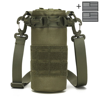 Outdoor water bottle cover with elastic drawstring drawstring and Magic Sticky sticker for hiking water cup storage bag