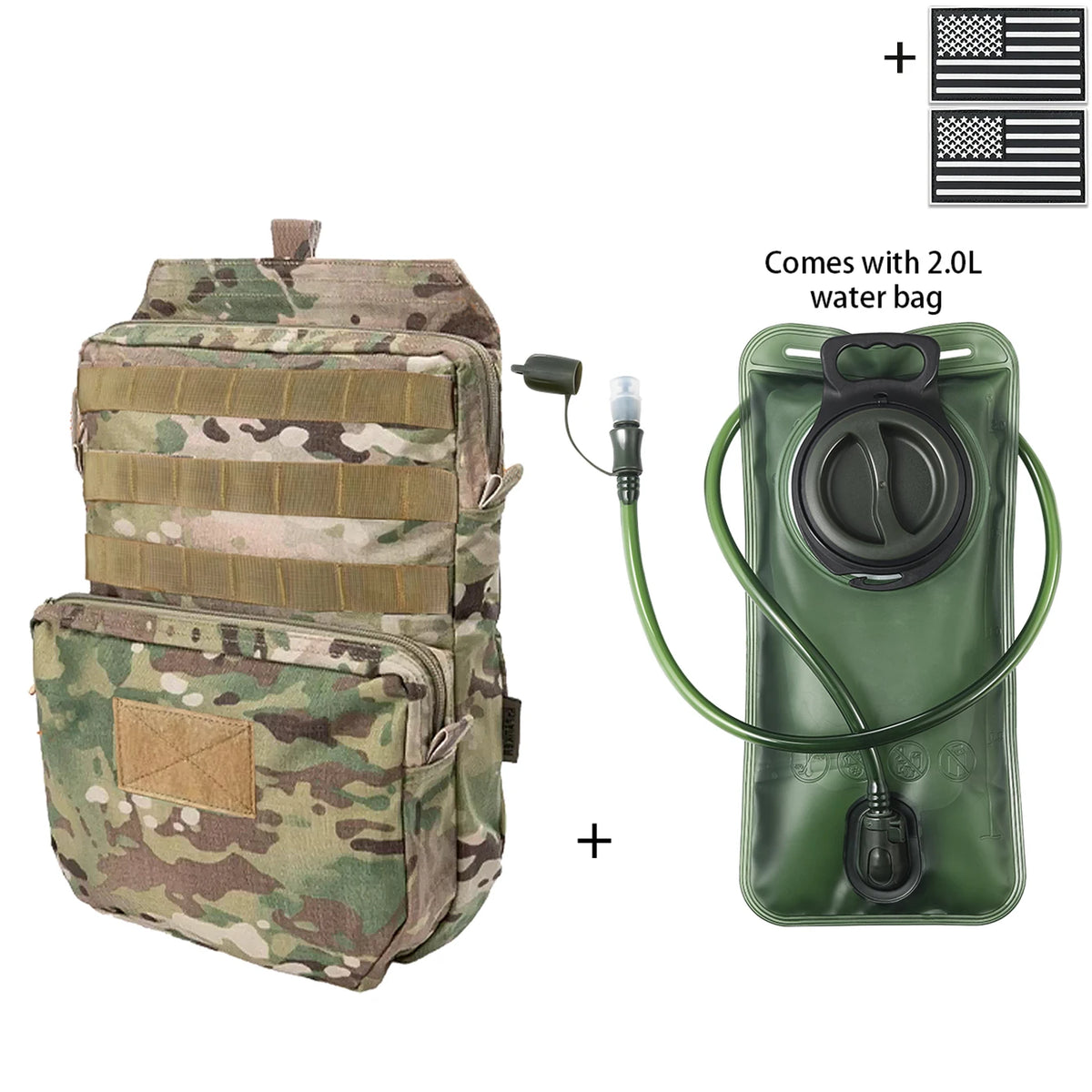 Outdoor Hunting Water Bag Set 2L Large Capacity Drinking Water Bag Portable Water Storage Bag for Hiking and Cycling