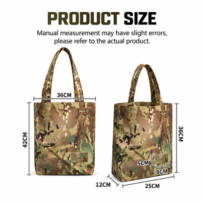 Tactical Camo Tote Bag Multi-Purpose Waterproof Oxford Storage Pouch Heavy Duty Canvas Carry Bag for Hunting Fishing Camping