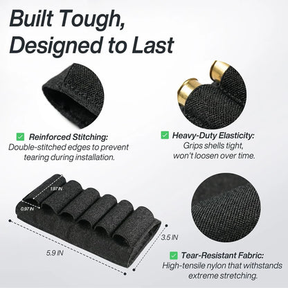 Outdoor Hunting Airsoft Accessory, 6+2 Round Buttstock Mounted Shotshell Carrier, 12 & 20 Gauge Tactical Ammo Bandolier Holder