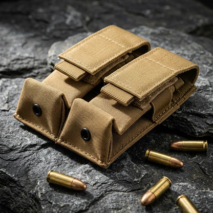 MOLLE Tactical Double Mag Pouch Portable Adjustable 9mm Magazine Holder for Hunting Shooting Vest Sports Outdoor