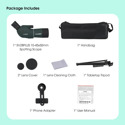 Svbony SV28plus 50/60/70mm Spotting Scope Powerful Zoom Telescope Long Range PORRO Prism Suit Archery Target Shooting Camping