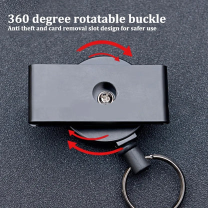 1PC Outdoor Climbing-Style ID Lanyard with Snap Hook, 360° Rotating Design, Black Steel Cable Retractable Lanyard