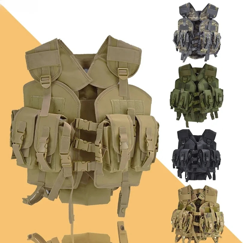 Tactical Vest Outdoor Men Airsoft Paintball Body Armor with Water Bag Camouflage Combat Vest