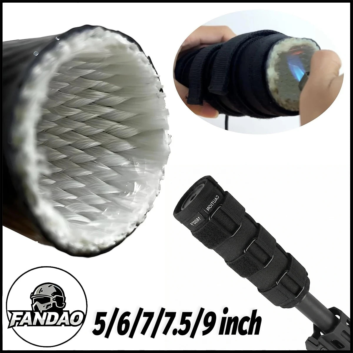 Tactical Sound Damper Suppressor Cover Fireproof Resistant Silicone Heat-Insulating Airsoft Protective Cover for 5/6/7/7.5/9Inch
