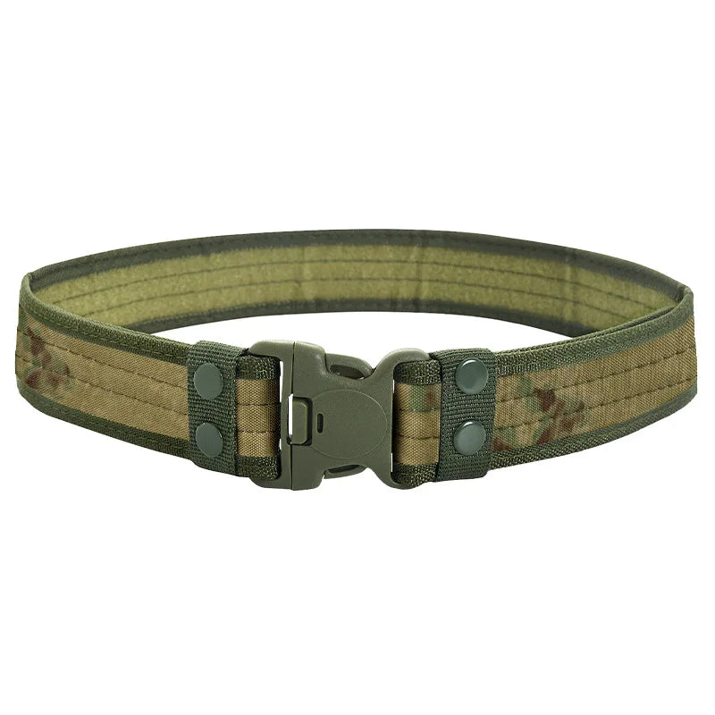New Style Men's Quick-Release Tactical Belt - Outdoor Camouflage Nylon Wide Waist Belt for Mountaineering, Hiking, Work, Fishing