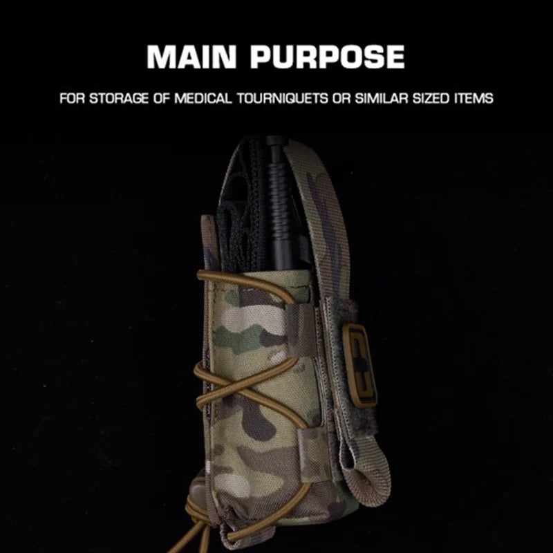 Vertical MOLLE Medical Pouch Flip Top Closure Universal Tourniquet Storage for Outdoor Survival Gear
