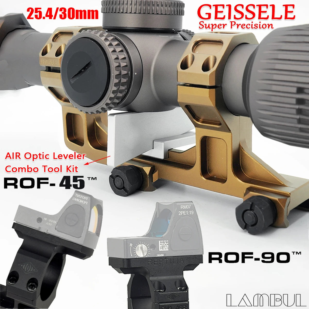 GEISSELE 25.4/30mm Ring Optic Scope Mount ROF-90/45 RM Red Dot Sight Mount For AR15 M4 M16 with Air Scope Leveler Combo Tool Kit
