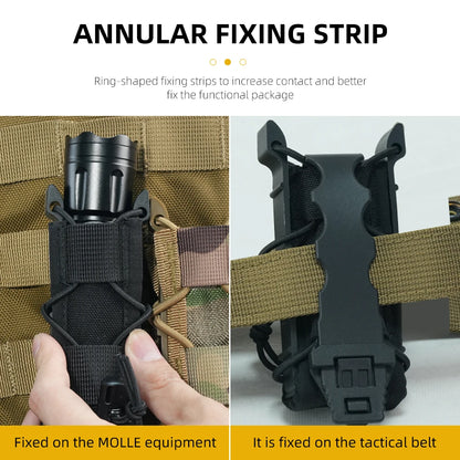 Tactical Magazine Pouch Single Mag Holster Molle Flashlight Pouches Torch Holder 9MM Pistol Magazine Pouch EDC Waist Bag