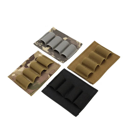 Tactical Nylon Ammo Carrier 12/20Ga Shotgun Shell 4 Round Molle Magazine Pouch Panel with Flashlight & Pen Organizer Outdoor Gea