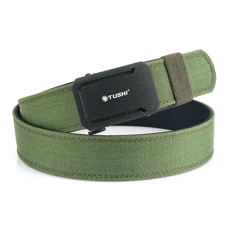 TUSHI New Military Belt for Men Sturdy Nylon Metal Automatic Buckle Police Duty Belt Tactical Outdoor Girdle IPSC Accessories