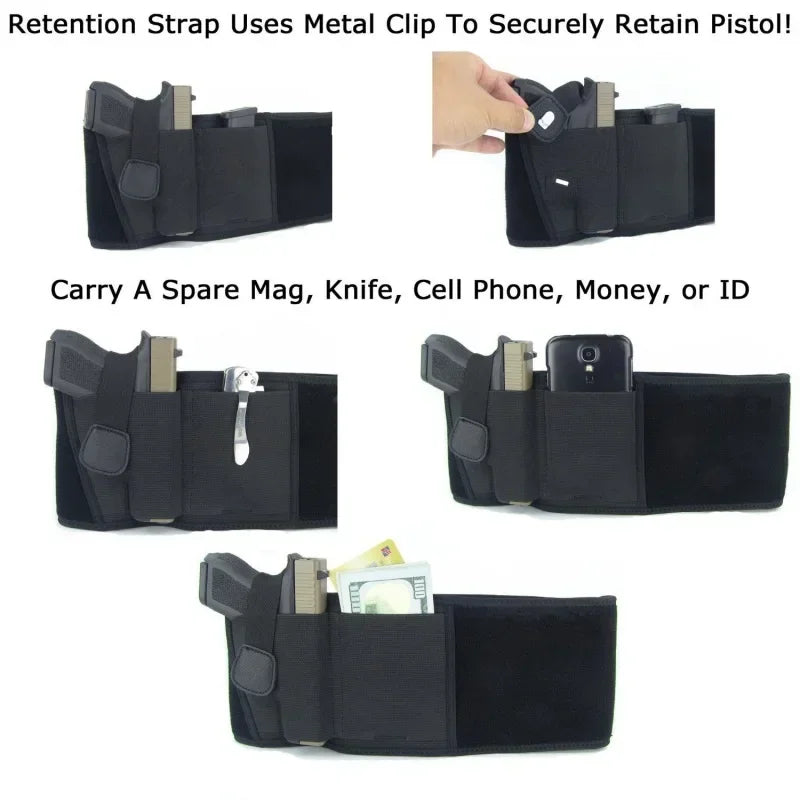 Tactical Hidden Holster Portable Belly Gun Holster Concealed Carry Waist Band Belt for Outdoor Hunting Shooting Tactical Holster