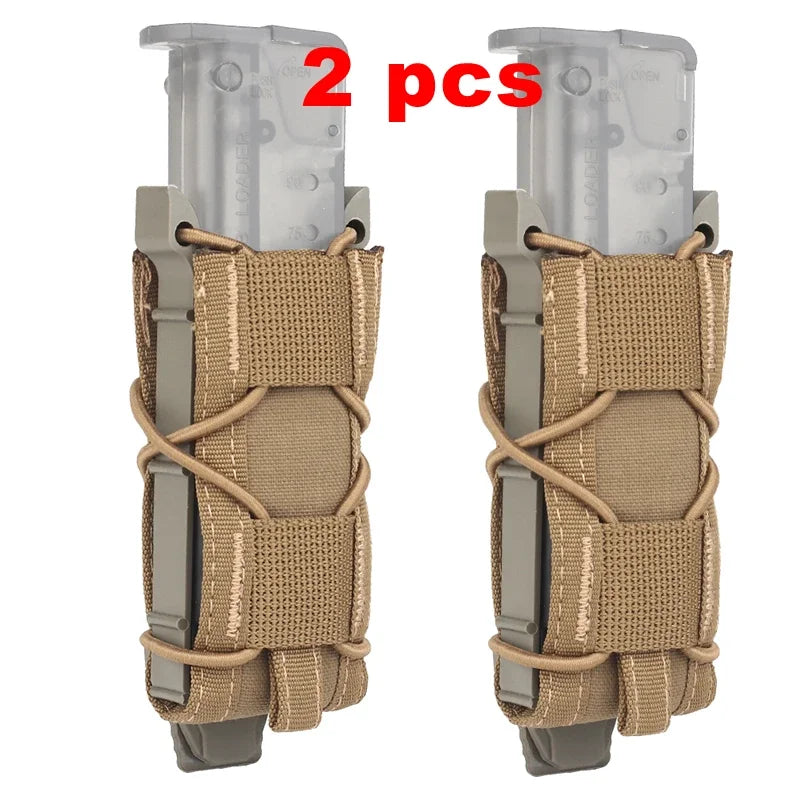 2pcs 9mm Tactical Magazine Pouch Pistol Fast Mag Carrier Holder for Belt Molle Sytem Hunting Pouches