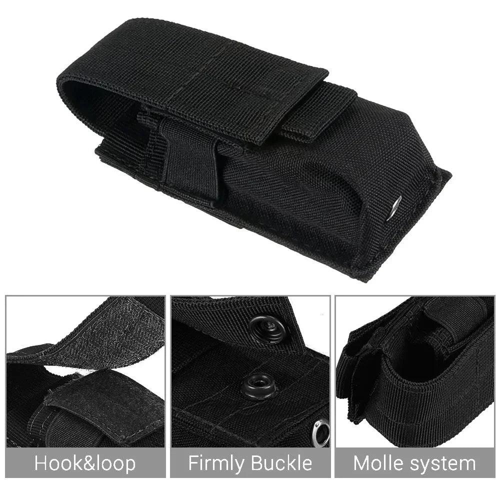 Tactical Magazine Pouch Single Pistol Mag Bag Molle Flashlight Pouch Torch Holder Case Outdoor Hunting Knife Holster