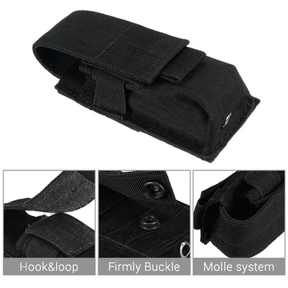 Tactical Magazine Pouch Single Pistol Mag Bag Molle Flashlight Pouch Torch Holder Case Outdoor Hunting Knife Holster