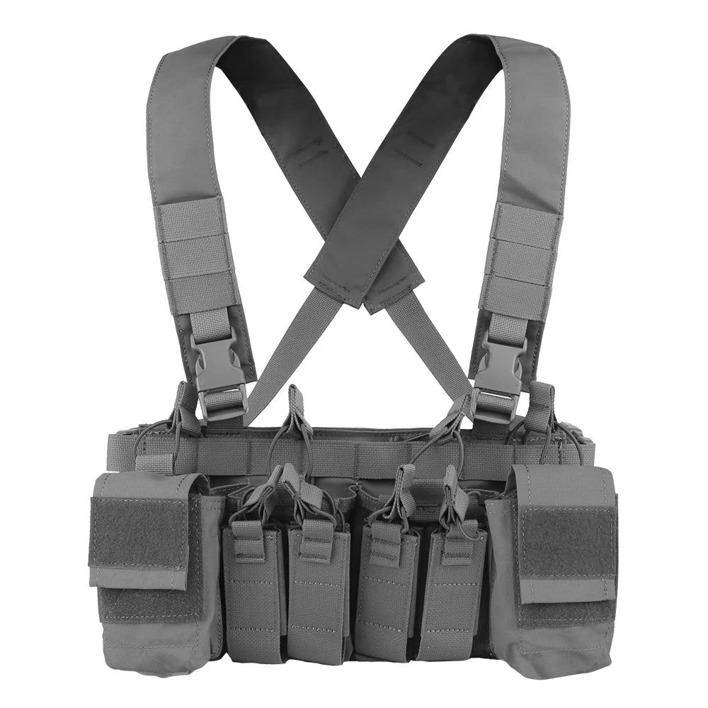 Tactical Vest Chest Rig D3CRX with 9mm 5.56 Modular Multi-function Quadruple Magazine Pouch Lightweight Gear