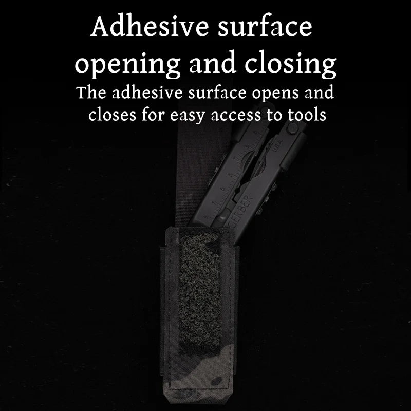 Multi-functional tool kit adhesive surface opening and closing molle mounting elastic material multiple adaptations