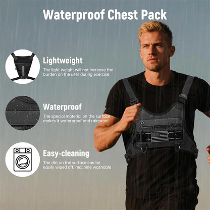 Sports Chest Bag with Pistol Gun Holster Lightweight Front Chest Pack Gun Storage Bag Running Vest Bag Outdoor EDC Tool Bag