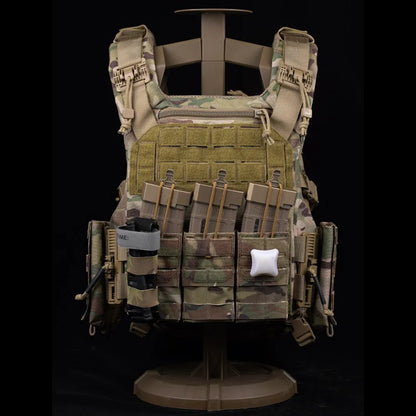 AG 3 MOLLE 5.56 M4 Triple Magazine Pouch Bungee Retention Tactical Vest Plate Carrier Front Placard MAG  Holder Bag Airsoft