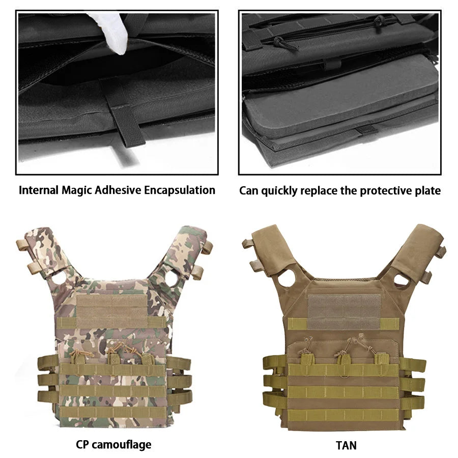 Tactical Vest Waterproof Outdoor Body Armor Lightweight JPC Molle Plate Carrier Hunting Vest CS Game Jungle Security Equipment