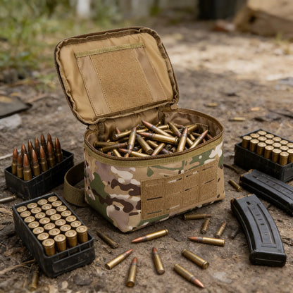 Portable Rifle Cartridge Bag Pistol Ammo Pouches Outdoor Ammunition Box Hunting Shooting Bullet Storage Case EDC Handbag