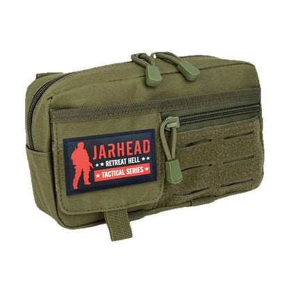 Tactical Molle Horizontal Admin Pouch with Front Drawstring Pocket EMT Pouch EDC Utility Orgaznier Bag Hunting Fanny Pack
