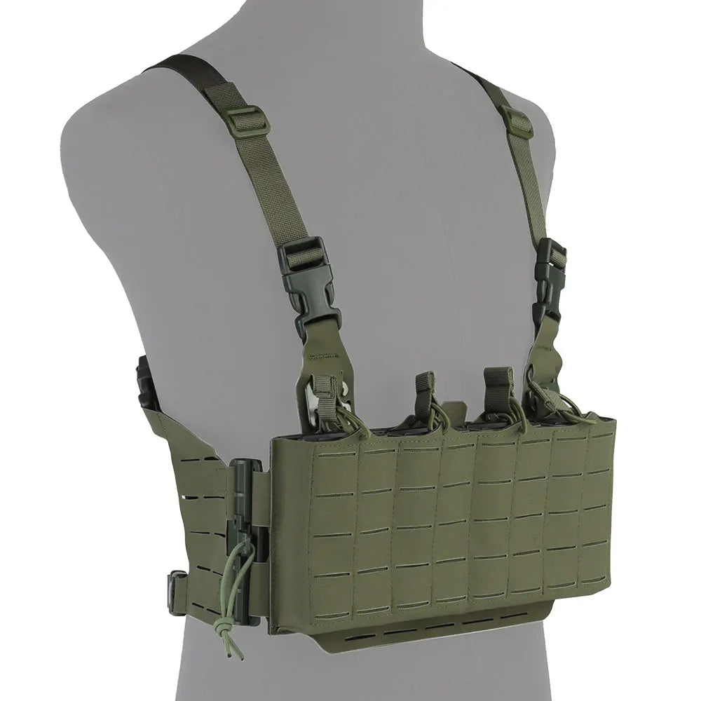 Tactical Chest Rig Molle Militar Hunting Quick Release Vest with Quadruple 5.56/7.62 Mag Pouch Airsoft Shooting Gear