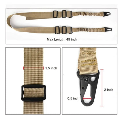 Two Points Rifle Sling with Length Adjuster Traditional Sling with QD Metal Hook for Outdoor AR AK Gun Sling Shoulder Straps