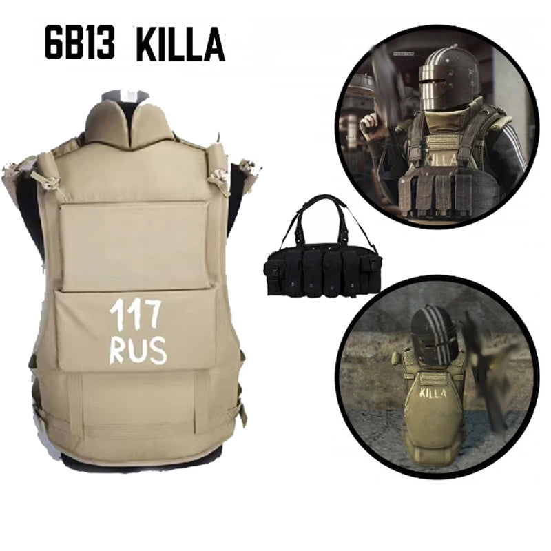 Russian Tactical Combat Set 6B13 Vest and MASKA Helmet and Chest Rig Bag Killa Tactical Training Vest Helmet Cosplay Props Gear