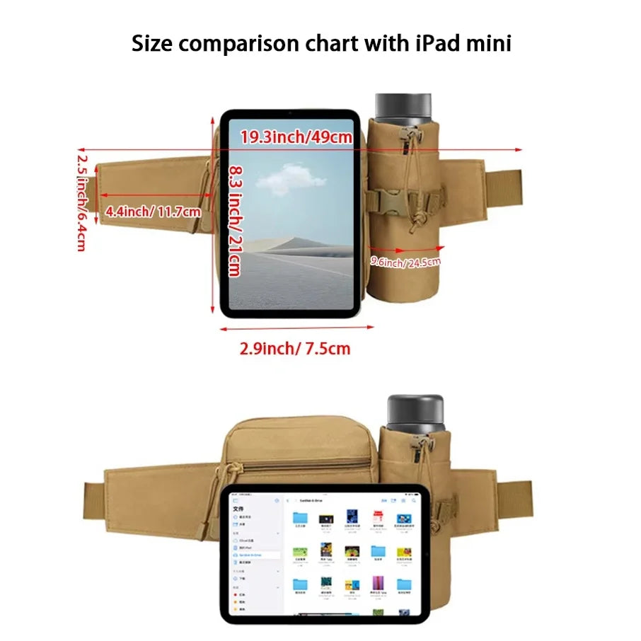 Multi-sport water bottle waist bag is detachable and suitable for outdoor sports such as mountaineering, camping, and hiking