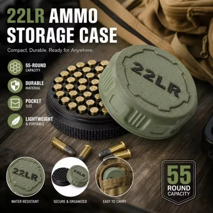 Large Capacity Mini Portable Ammo Storage Box with Screw Cap Design, Suitable for .22LR Caliber Ammunition, Compact and Durable