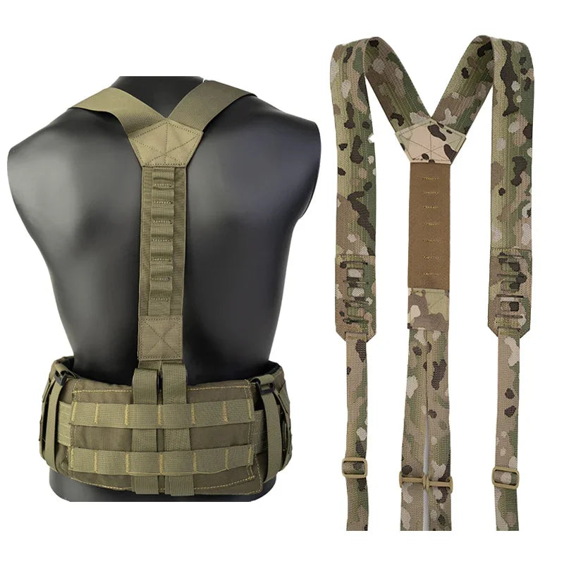 Tactical Harness Heavy Duty Waist Belt Y-type Duty Belt Harness Shoulder Combat Sling Strap Hunting Accessories