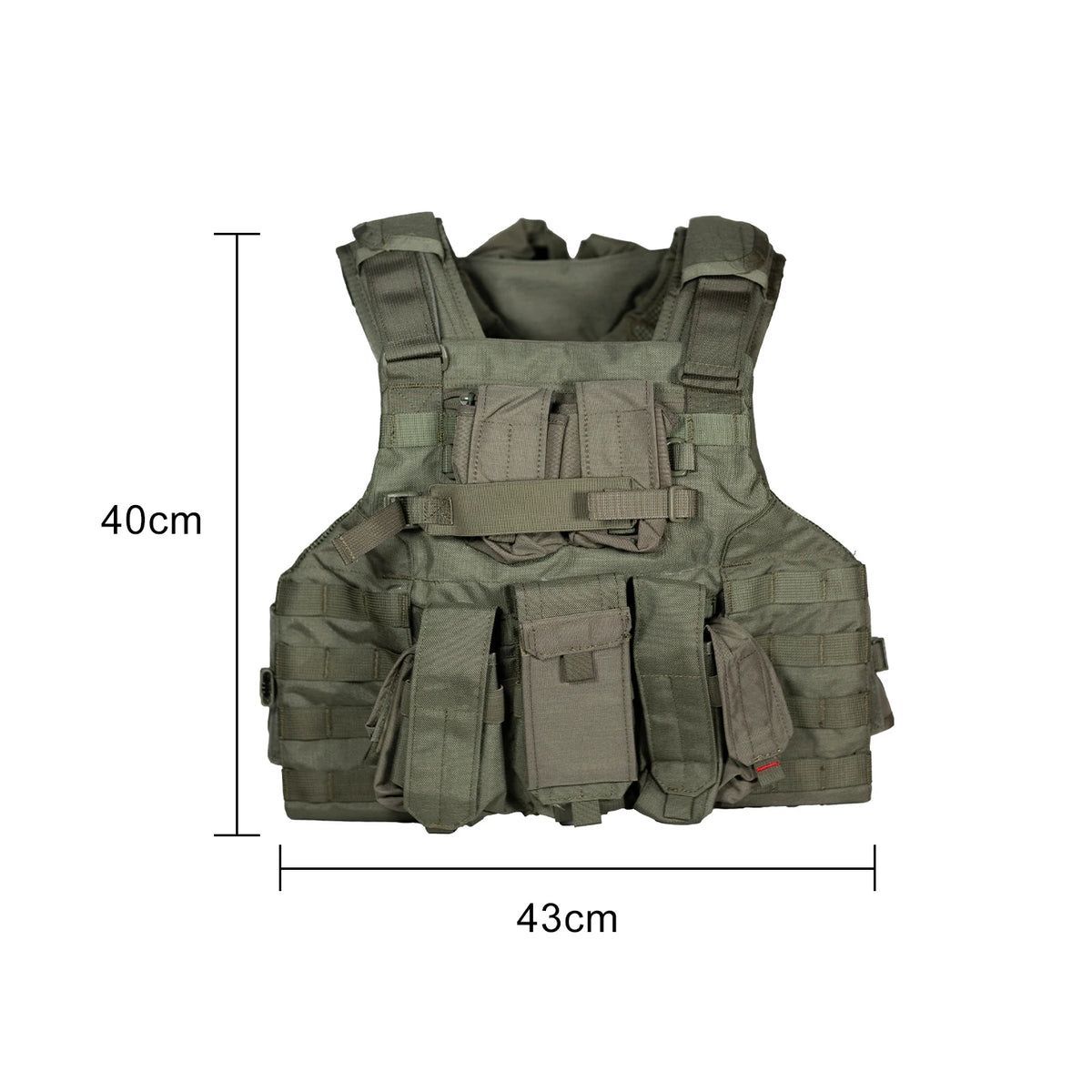Ranger Green Tactical Vest 1000D Nylon MOLLE Hunting Airsoft CS Training Vest with Pre-attached Pouches & Hydration Pocket