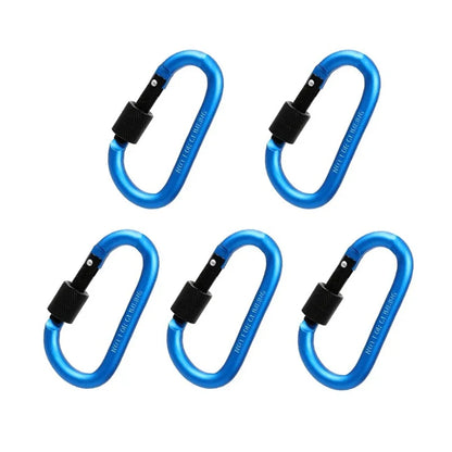 5pcs Carabiner With Lock Set Aluminium Alloy Tourist Hooks Fishing Carbin Buckle Caribiner Clip Key Holder Keychain Camping Tool
