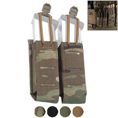 Double 9mm Pistol Mag Pouch  2.0 Holder Pouch MOLLE Panel Portable Airsoft Range Shooting Essentials