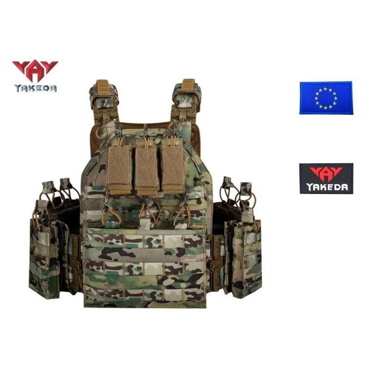 Tactical vest 6026-1 - Quick disassembly full protection vest - Laser-cut outdoor hunting style black outdoor equipment vest