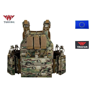 Tactical vest 6026-1 - Quick disassembly full protection vest - Laser-cut outdoor hunting style black outdoor equipment vest