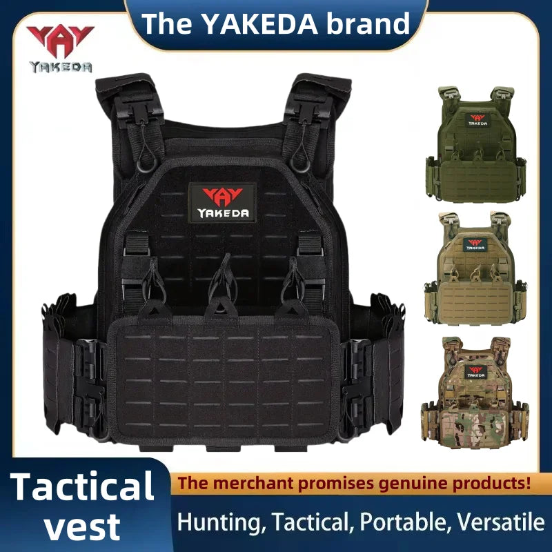 YAKEDA Tactical Vest 6094 Fast Detachable Light Laser Cut Outdoor Hunting Black Gear Carry Vest of High Quality
