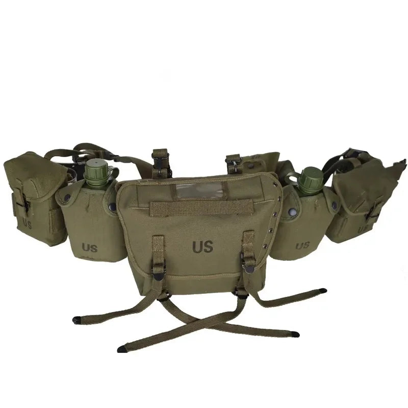 US M1956 Canvas Long Pouch Replica, M14 Magazine Pouch, ALICE Style Tactical Waist Tool Bag for Military Collection Cosplay