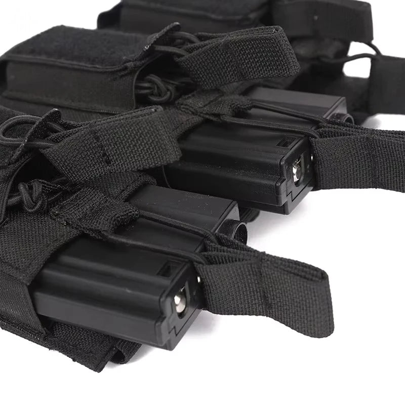 2 Layer MOLLE Tactical Magazine Holder Single Triple Mag Cartridge Pouch For AK M4 M14 M16 AR Outdoor Shooting Hunting Gear