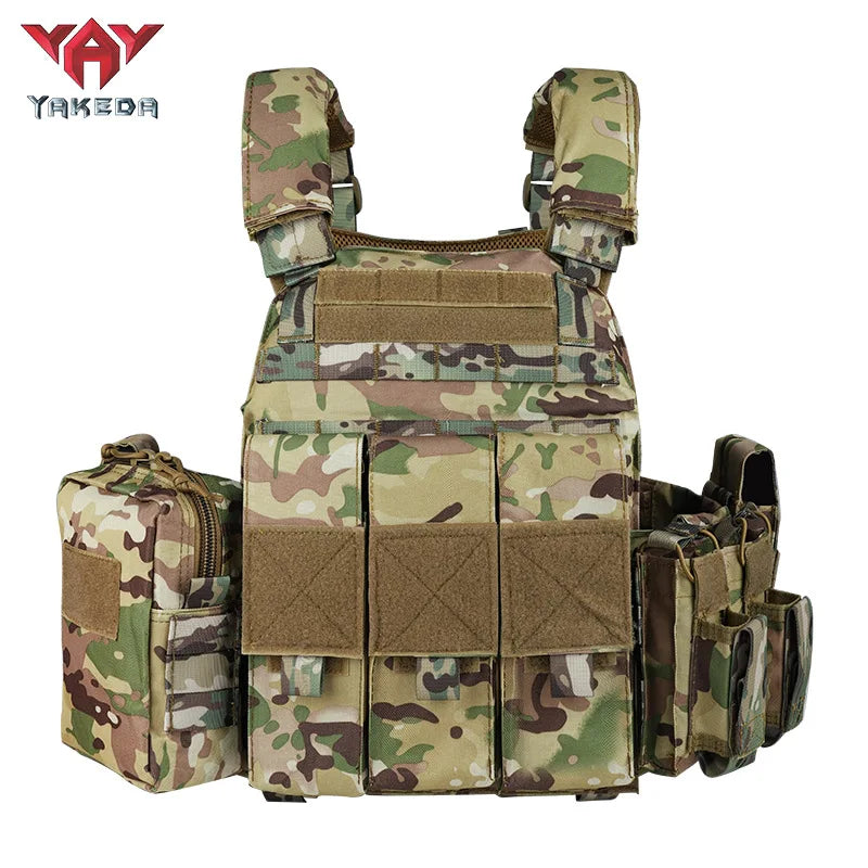 YAKEDA Tactical MC Camo Vest Outdoor Hunting Plate Carrier Protective Molle Waistcoat Adjustable Men Women Airsoft Equipment