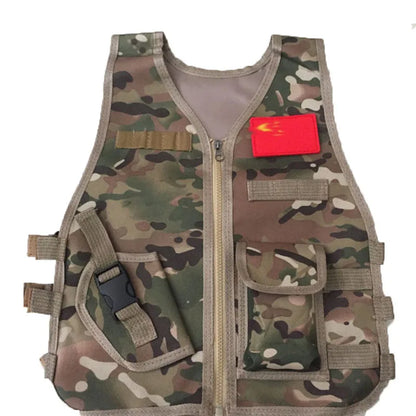 Kids Camouflage Vest Resistant Breathable Combat Vest With Multi Pocket Paintball Tactical Waistcoat CS Gear Sniper Uniform