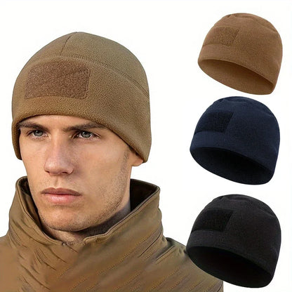Windproof Tactical Beanie - Thick, Warm Knit Hat for Outdoor Activities, Breathable & Stretch Fit, Solid Color