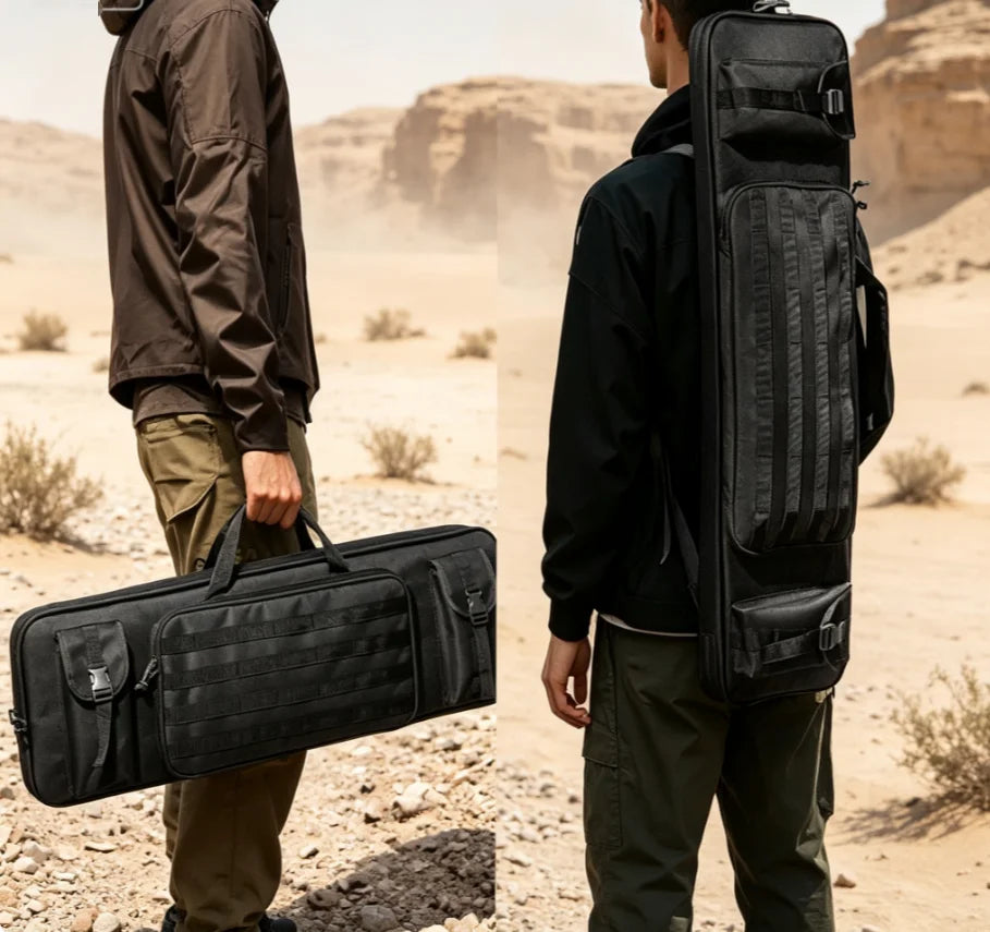 Tactical Rifle Bag 120cm/90cm, Gun Carrying Case Transport Backpack with Pistol Holster, Outdoor Sport Accessory
