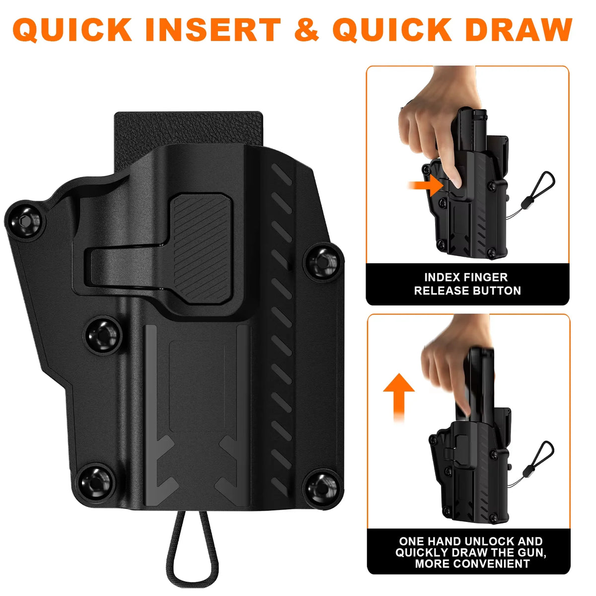 ##% w A1 Pistol Holster for Glock G17 G19 G22 G23 G34 G43X PA66 GF30 Drawstring Switch Back Clip Universal Model Gun Holster