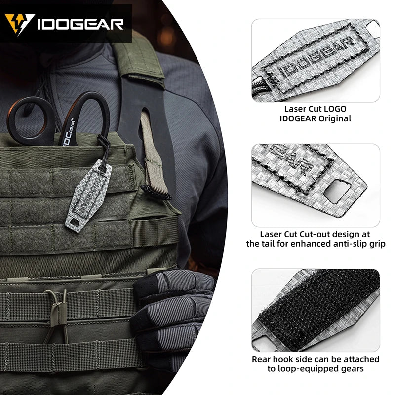 IDOGEAR Tactical Zipper Pull Cord Extension Zip Fixer Hook Handle Replacement Pulls Tab for Vest Backpack 3964