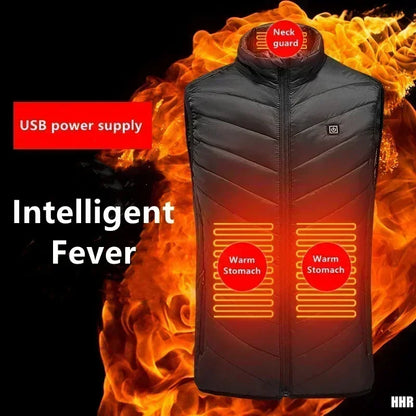 26 Areas USB Heated Vest Men Women Windproof Thermal Waistcoat Sleeveless Jacket for Skiing Hiking Motorcycle Winter Warm