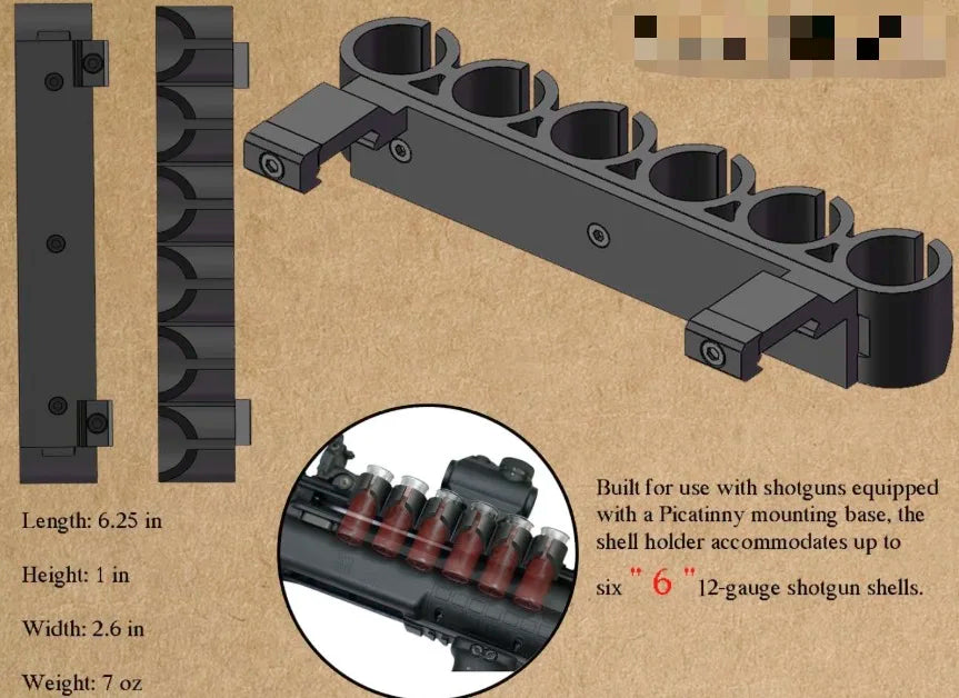 KSG Side Saddle 12 Gauge(Not Airsoft) Shotgun Shell Holder | Compatible with 20mm Picatinny Mounting Not Fit Airsoft